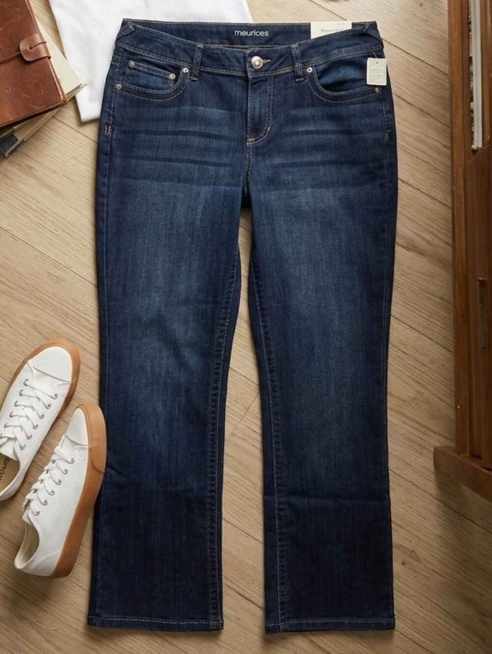 Maurices Dark Indigo Boot Cut Jeans- 14 Short - Picture 1 of 8